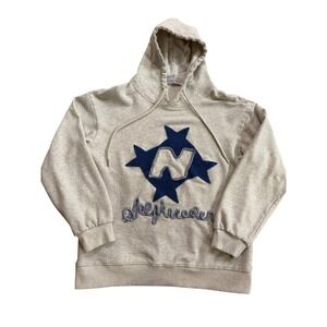 Aelfric Eden Hoodie Men's Size S Gray Blue Star Chenille Patch Rope Script Logo
